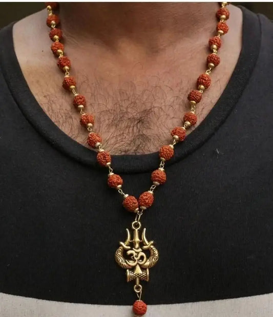 Panchmukhi Rudraksha OM Shiva Trishool Mala mkp0fp-jd