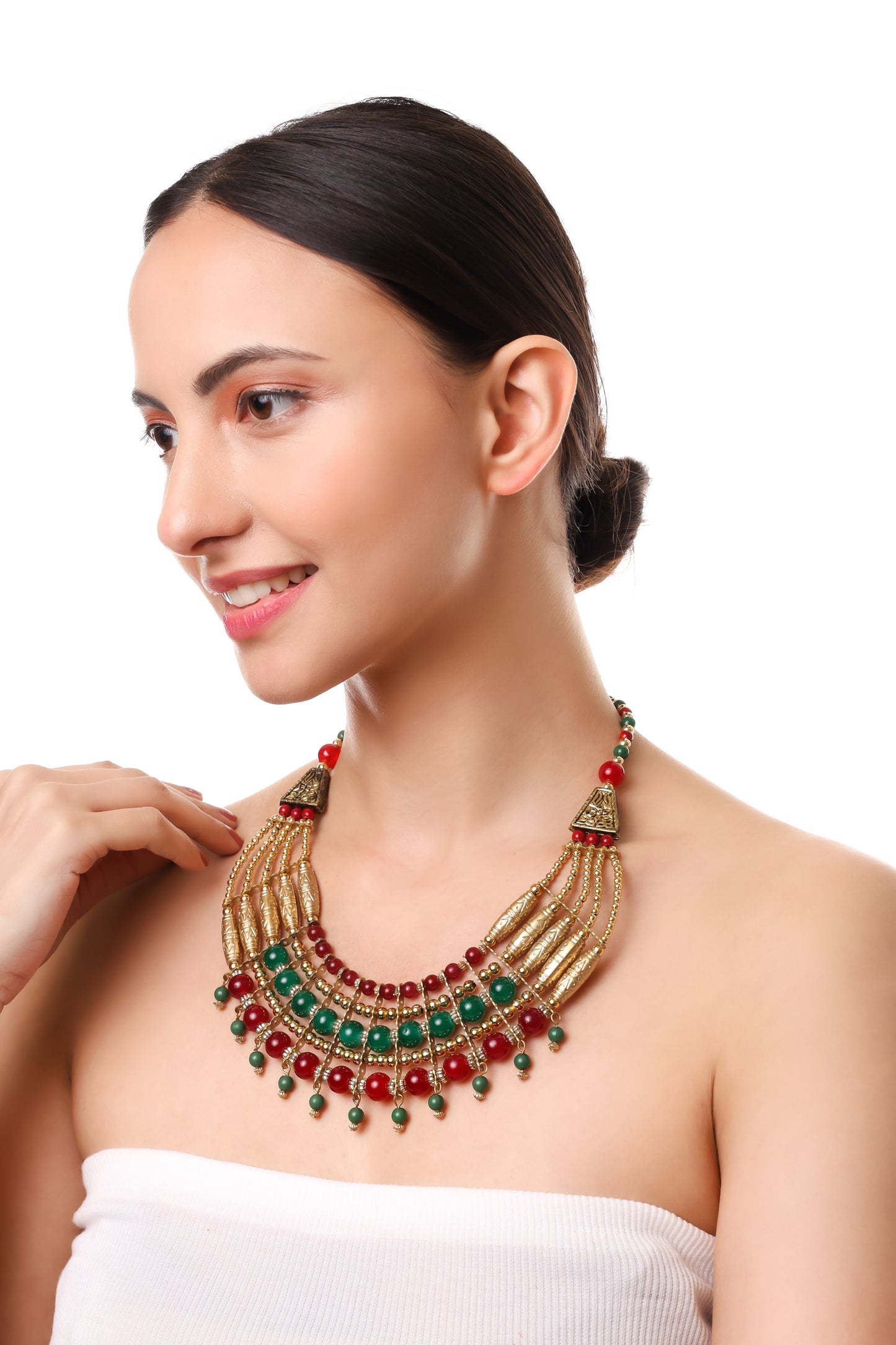 Hot Selling New Arrival MultiLayered Beautiful Multicolour Pearl Pearl Alloy Necklace