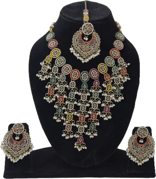 Brass Multicolor Jewel Set  (Pack of 4)