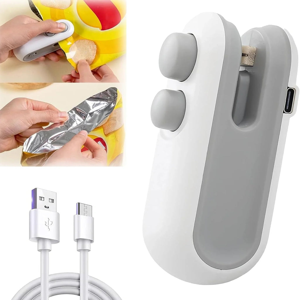 Portable Mini Bag Sealing Machine 2 In 1 Sealer and Cutter USB Rechargeable