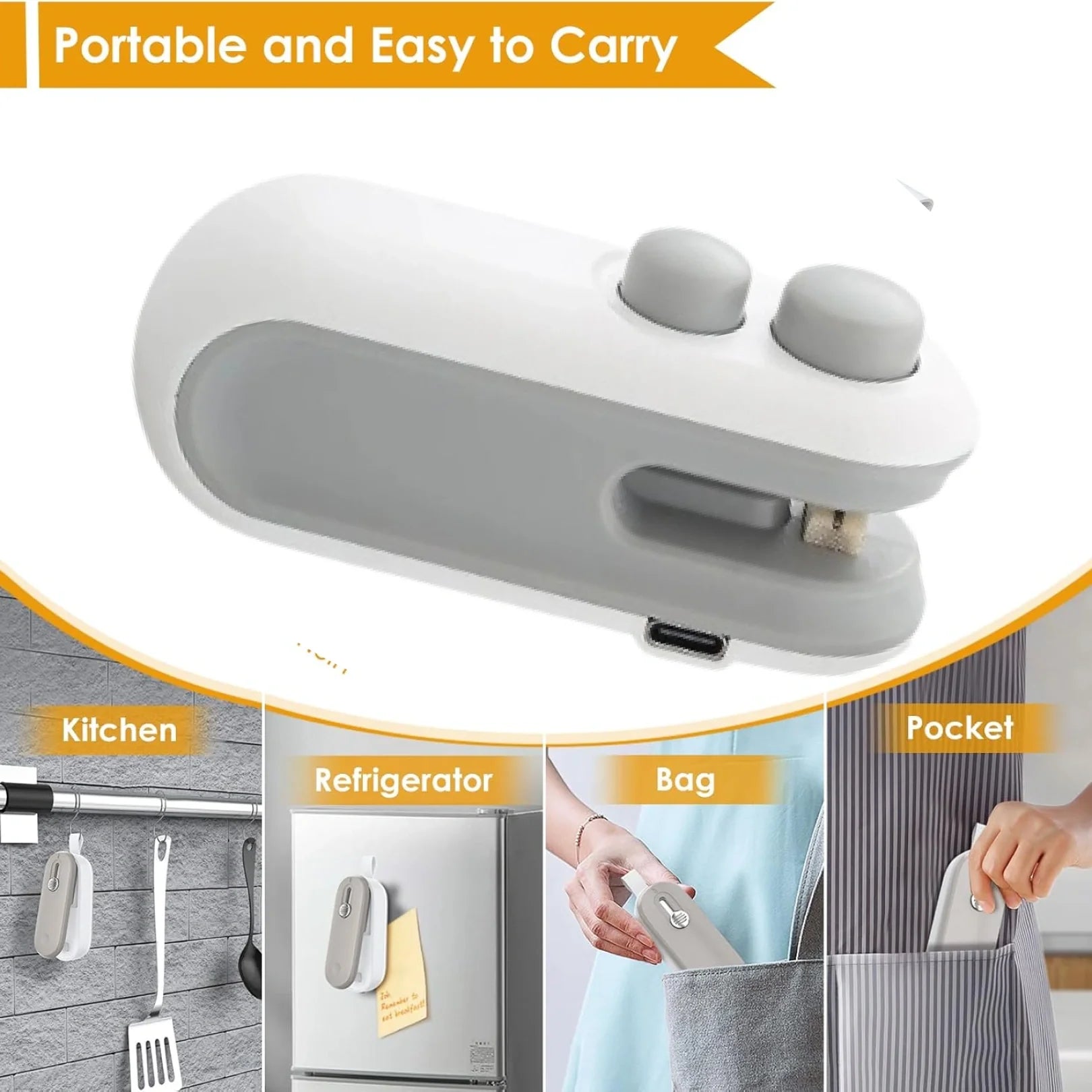 Portable Mini Bag Sealing Machine 2 In 1 Sealer and Cutter USB Rechargeable