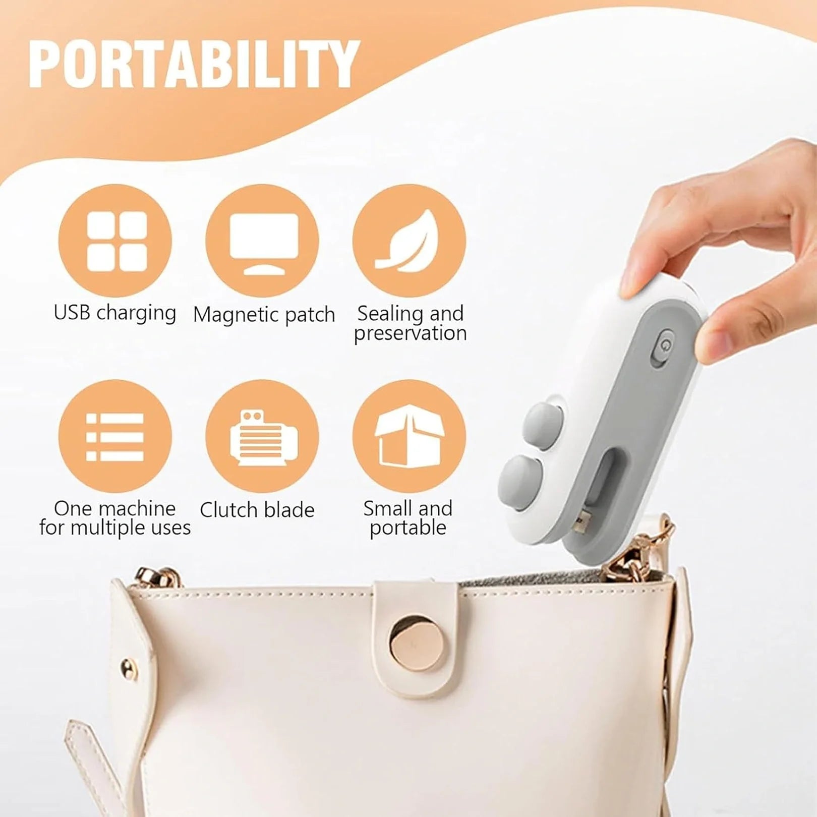 Portable Mini Bag Sealing Machine 2 In 1 Sealer and Cutter USB Rechargeable