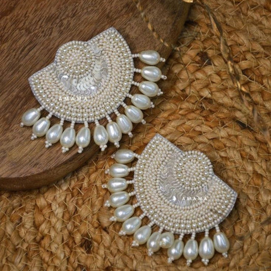 Handmade Beaded Earrings White Pearl earrings