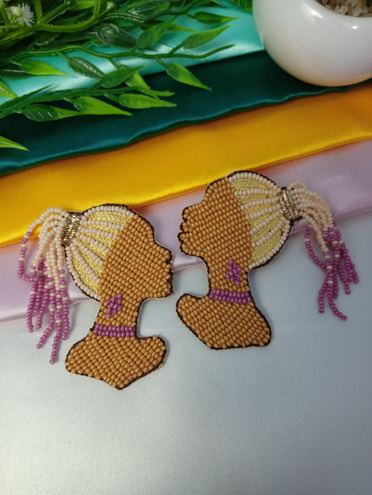 Handmade Earring Beaded and Fabric Earring Jewelry