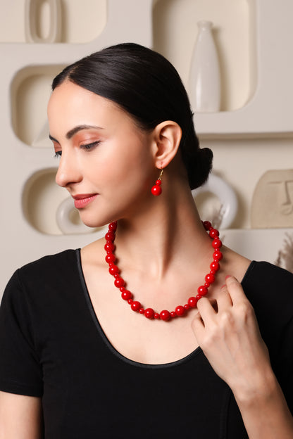 Trendy Red Necklace Set For Girls & Women