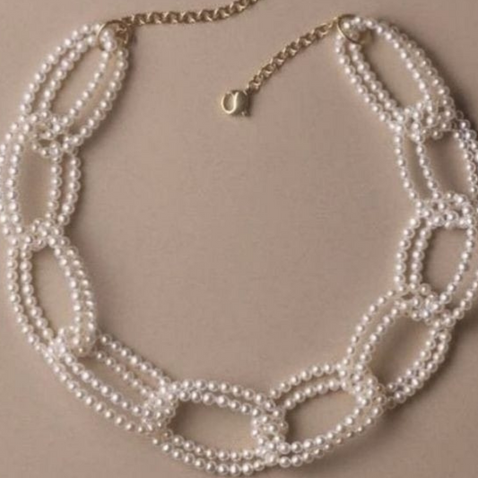 White Pearl Choker Necklace Set