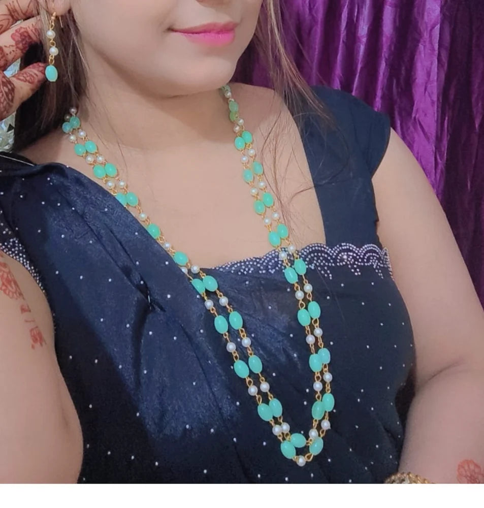 Mint Traditional Pearl Necklace Set