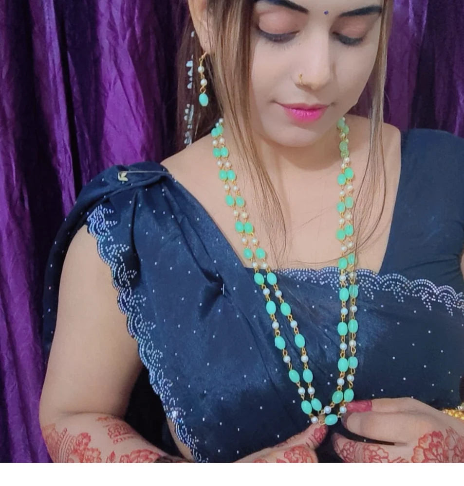Mint Traditional Pearl Necklace Set