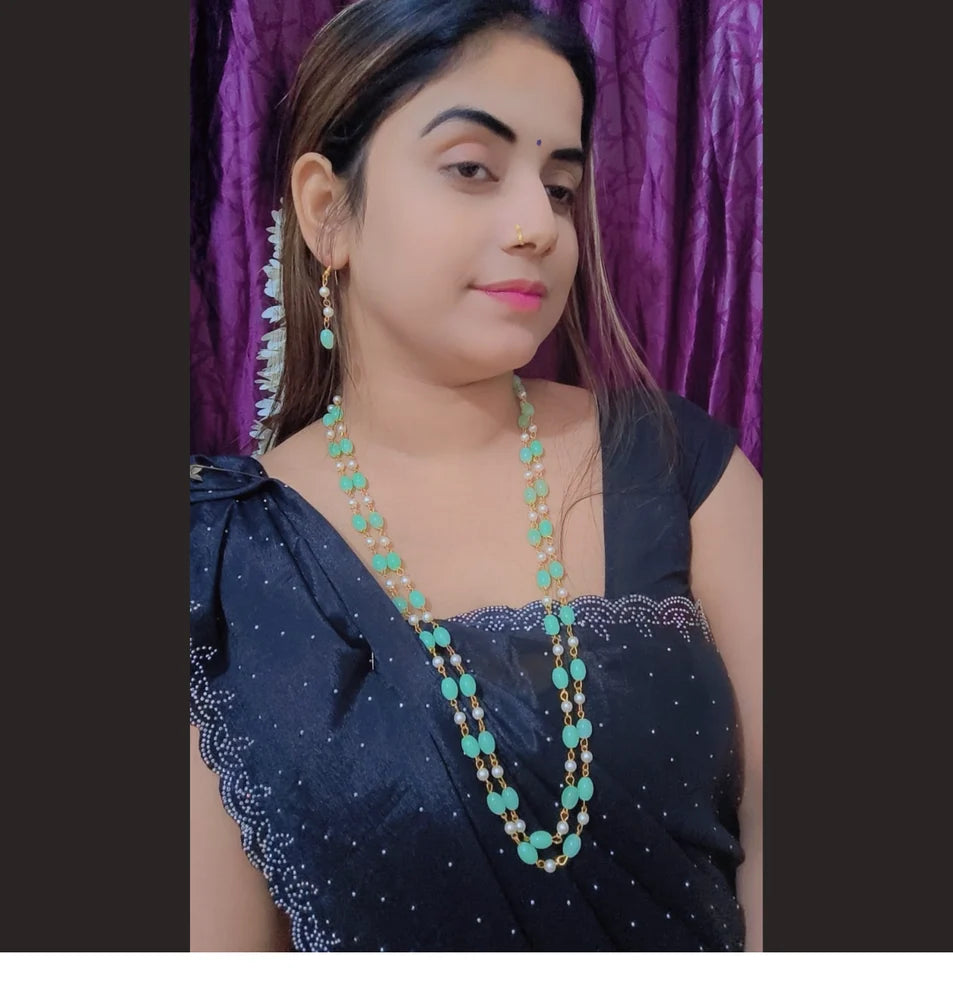 Mint Traditional Pearl Necklace Set