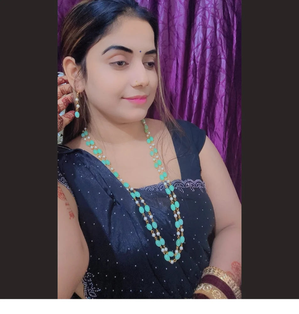 Mint Traditional Pearl Necklace Set